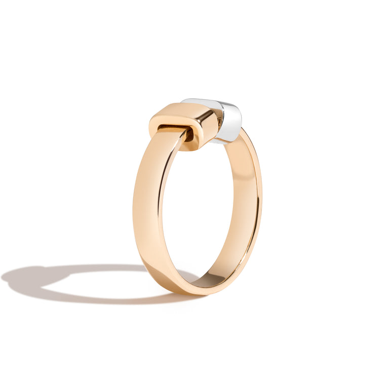 Shahla Karimi Joon Signature 4mm 14K Yellow Gold Band With 2 14K Yellow Gold and Platinum Wraps