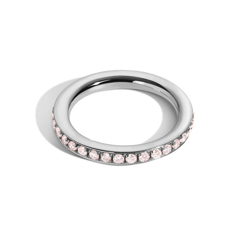 Shahla Karimi Jewelry 3mm Bright-Cut Eternity Band with Pink Diamonds 14K White Gold or Platinum