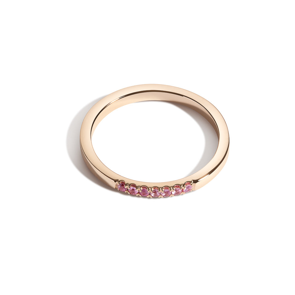 Shahla Karimi Jewelry October Pink Tourmaline Birthstone Demi Band 14K Yellow Gold