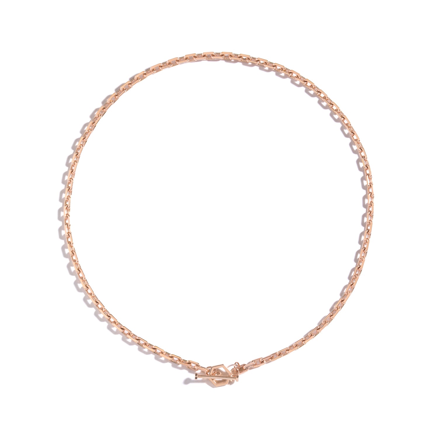 Shahla Karimi 4mm Toggle Chain 16" in Rose Gold.