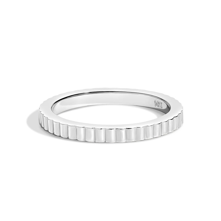 Shahla Karimi Jewelry 2.5mm Grooved Band 14K White Gold