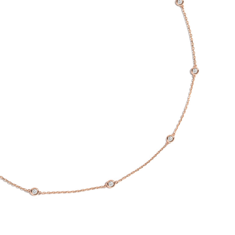 Shahla Karimi Chanel-Set Diamond Scatter Necklace Rose Gold
