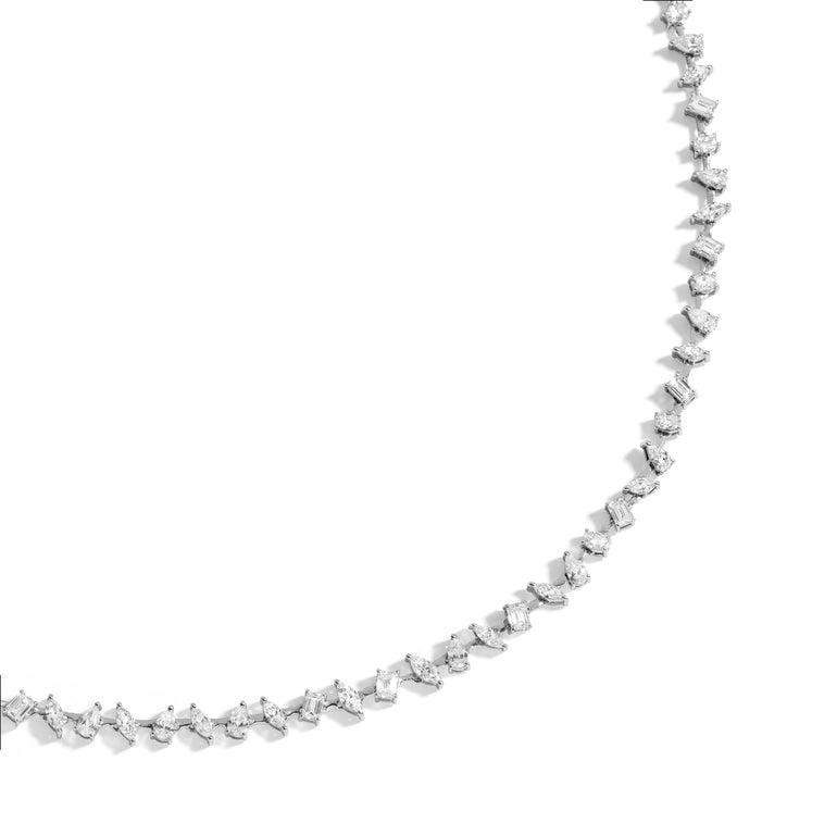 Shahla Karimi 8 Carat Multi-shape Diamond White Gold Tennis Necklace