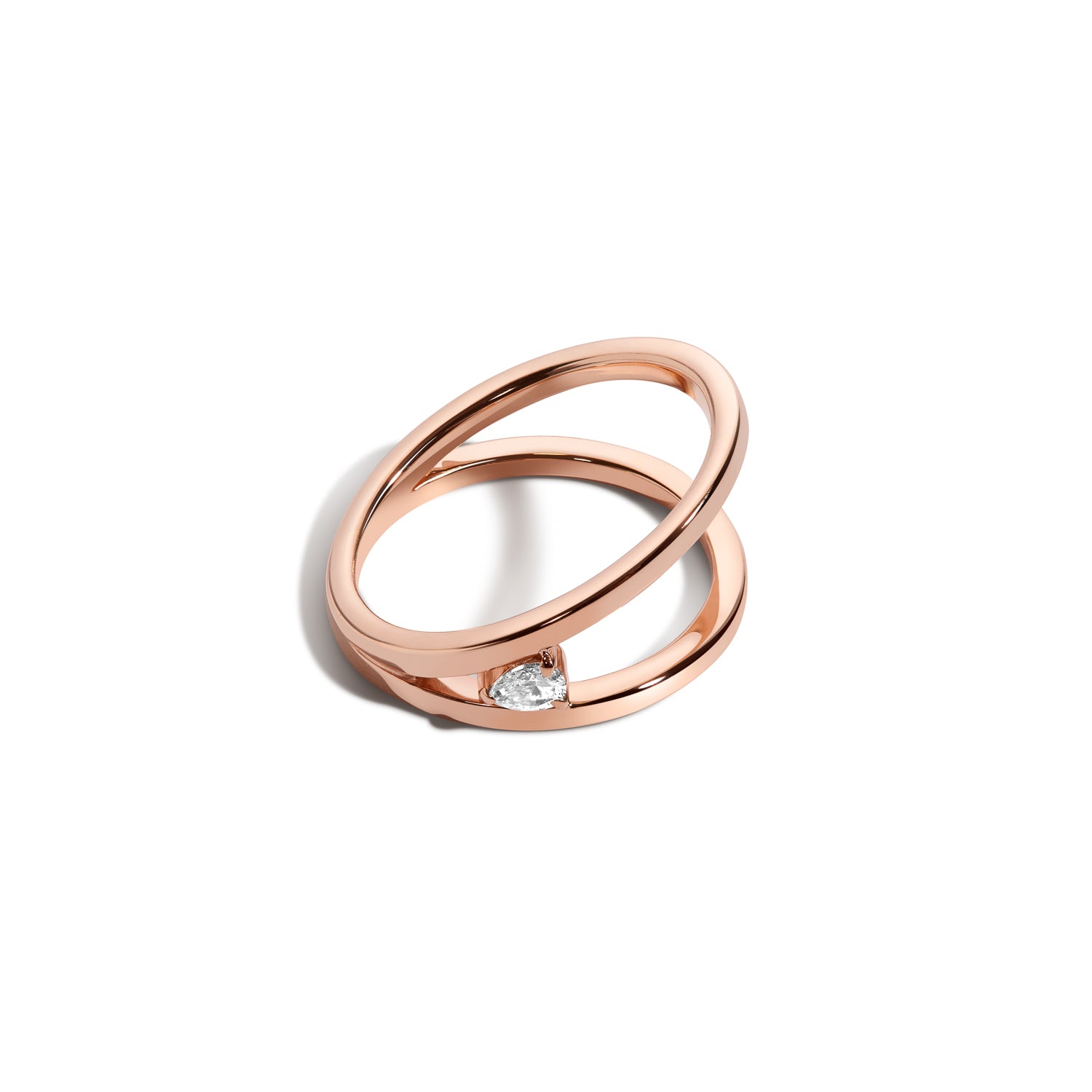 Shahla Karimi Jewelry Love V Ring with Pear 14K Rose Gold