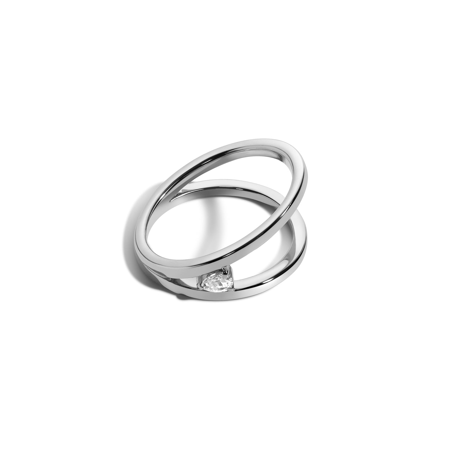 Shahla Karimi Jewelry Love V Ring with Pear 14K White Gold