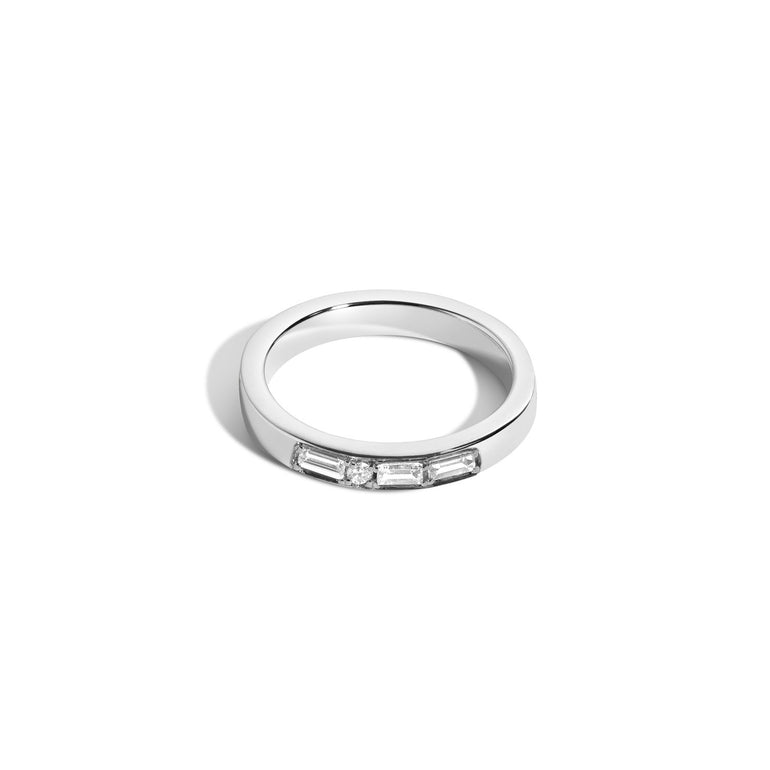 Shahla Karimi Jewelry Morse Code Series Ring 14K White Gold - Letter "Y"