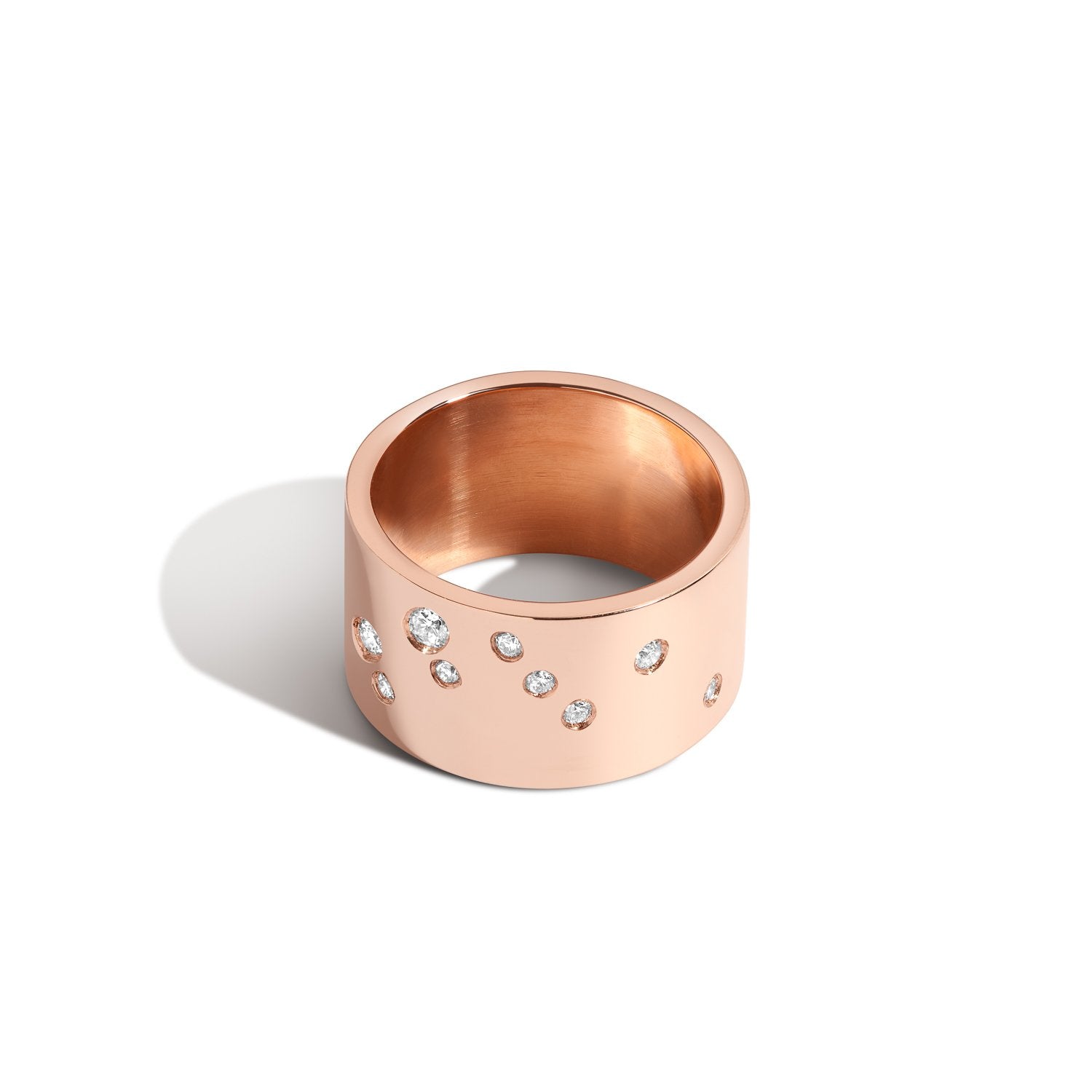 Shahla Karimi Jewelry Zodiac Reveal Ring Collection with White Diamonds - Gemini - 14K Rose Gold - Front View