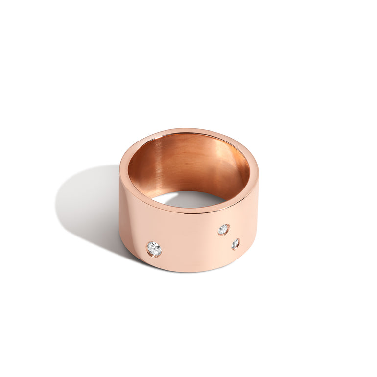 Shahla Karimi Jewelry Zodiac Reveal Ring Collection with White Diamonds - Leo - 14K Rose Gold - Back View