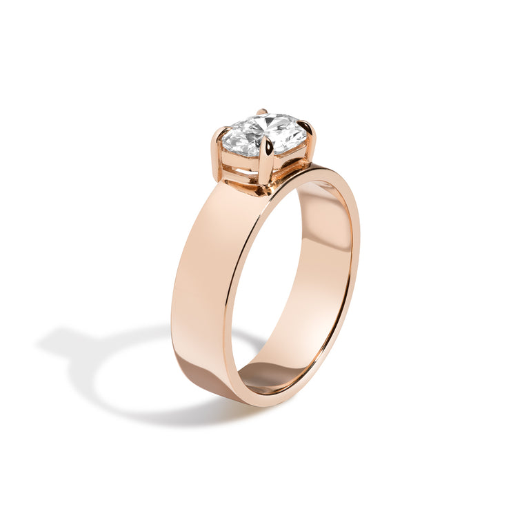 Shahla Karimi Jewelry East-West Lucky Offset Ring 14K Rose Gold Side