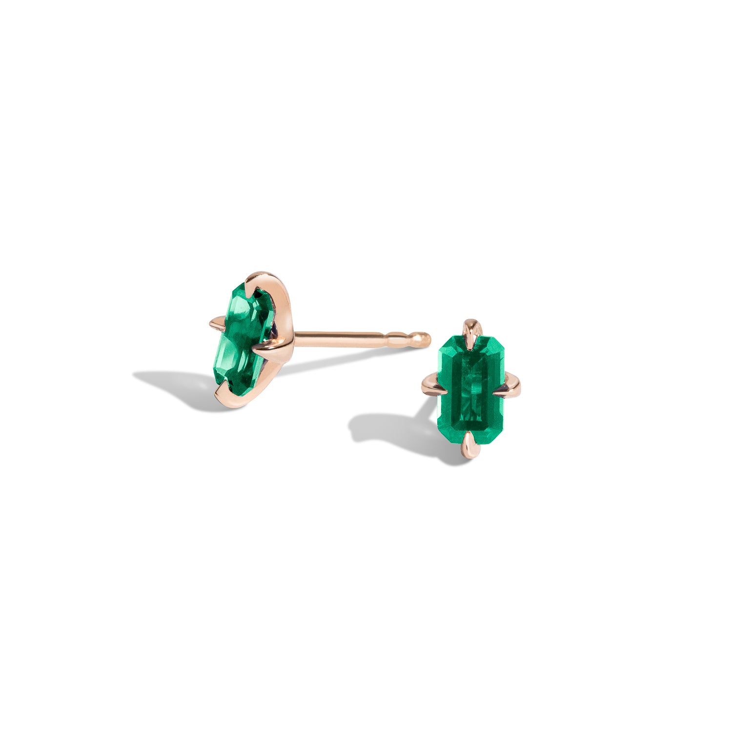 Shahla Karimi Emerald Emerald-Cut Studs 14K Rose Gold