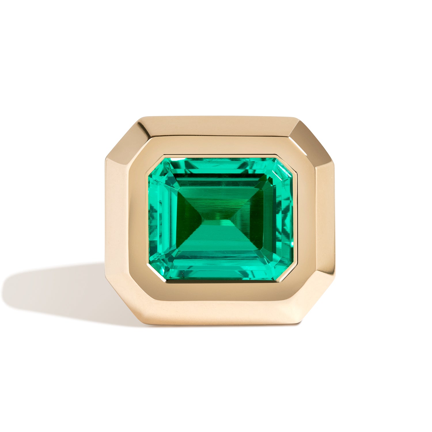Super Bowl Ring 14K Rose Gold / Cultivated Emerald (5.65 carats)