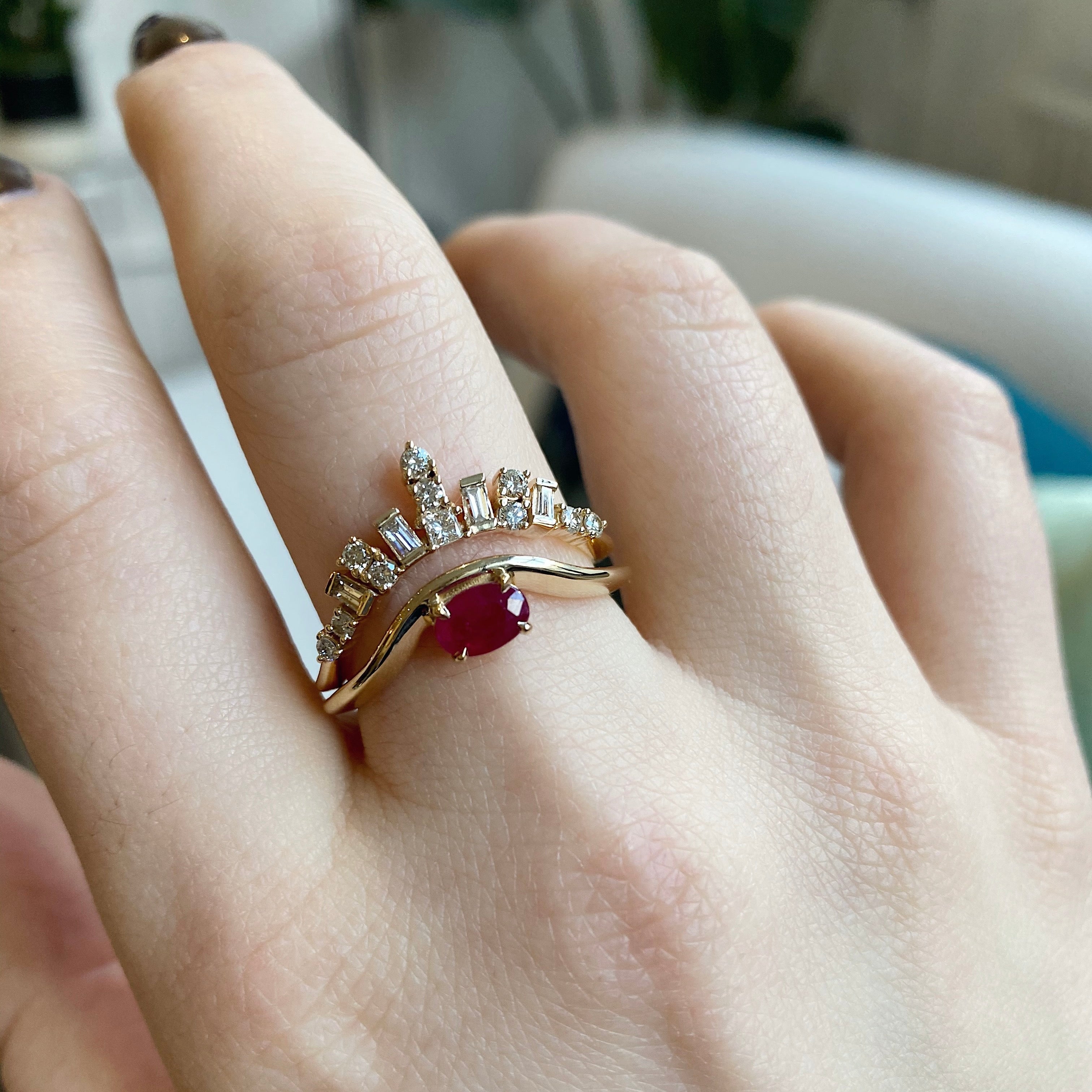 custom diamond rings on hand