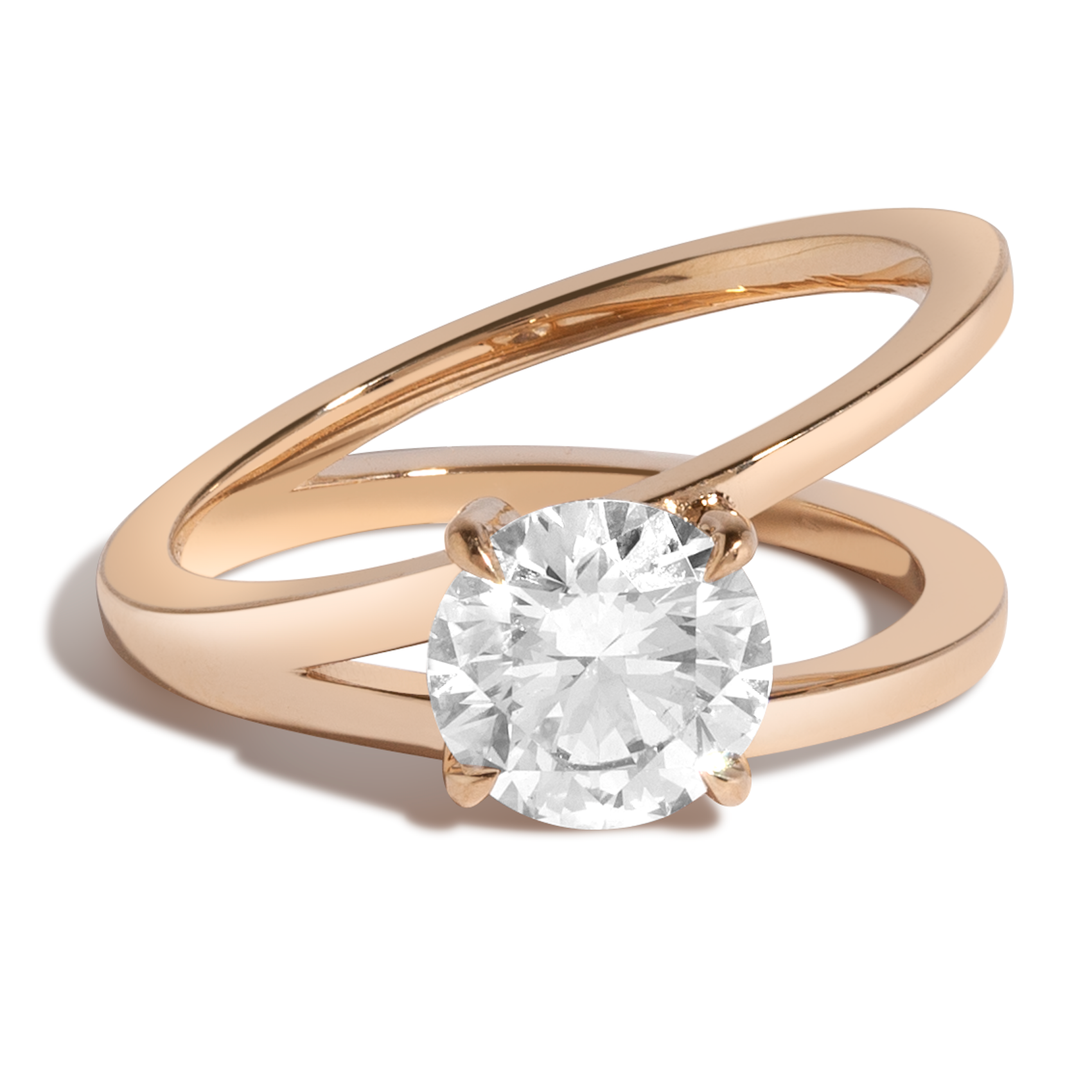 round diamond v ring