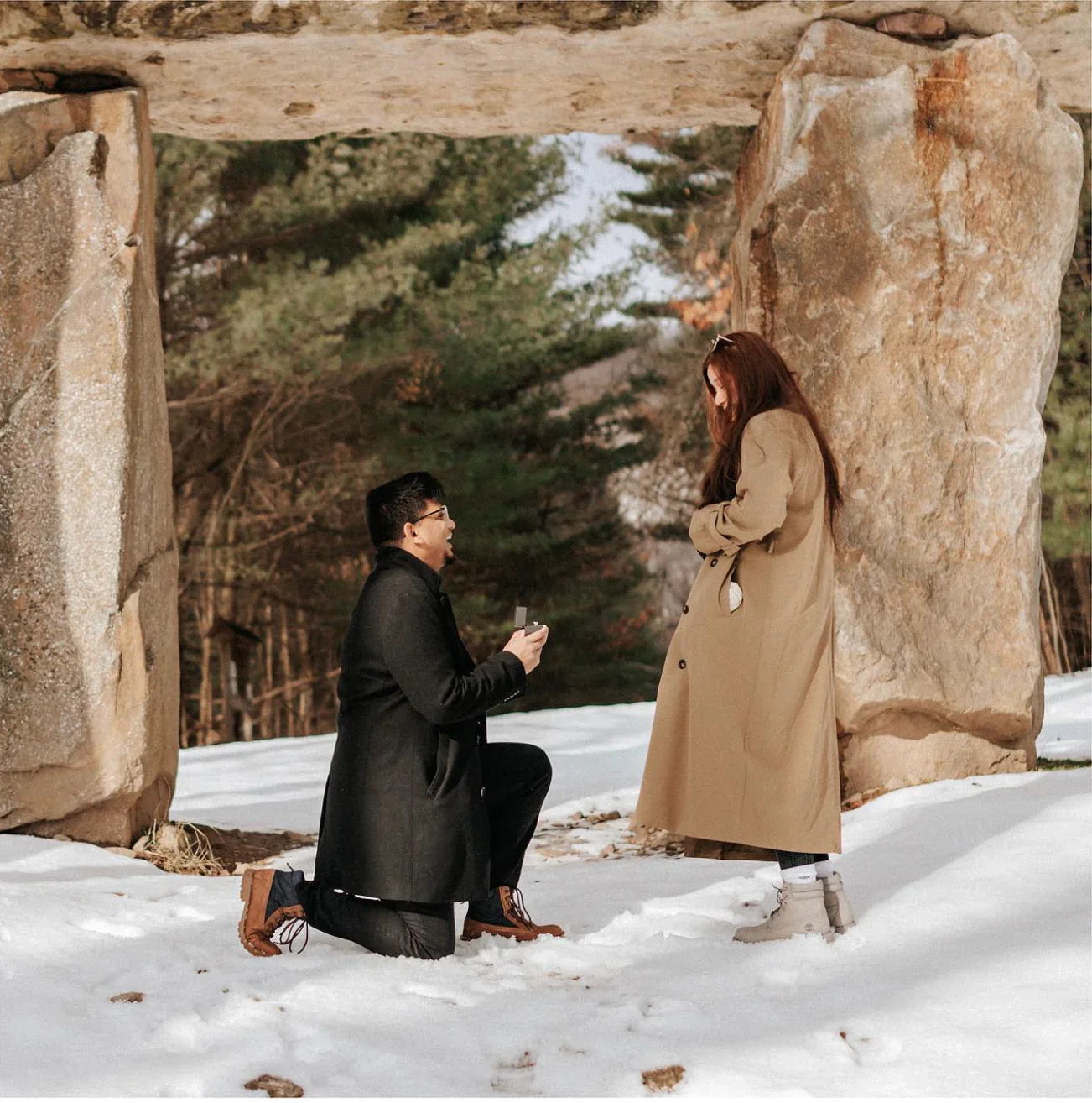 sk couple proposal in snow