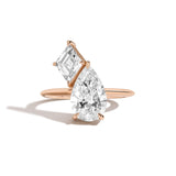 Shahla Karimi 2-Stone Pear Ring With Lozenge 14K Rose Gold