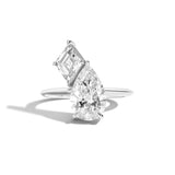 Shahla Karimi 2-Stone Pear Ring With Lozenge 14K White Gold
