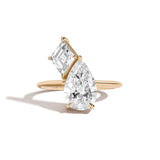 Shahla Karimi 2-Stone Pear Ring With Lozenge 14K Yellow Gold