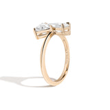 Shahla Karimi 2-Stone Pear Ring With Triangle 14K Yellow Gold