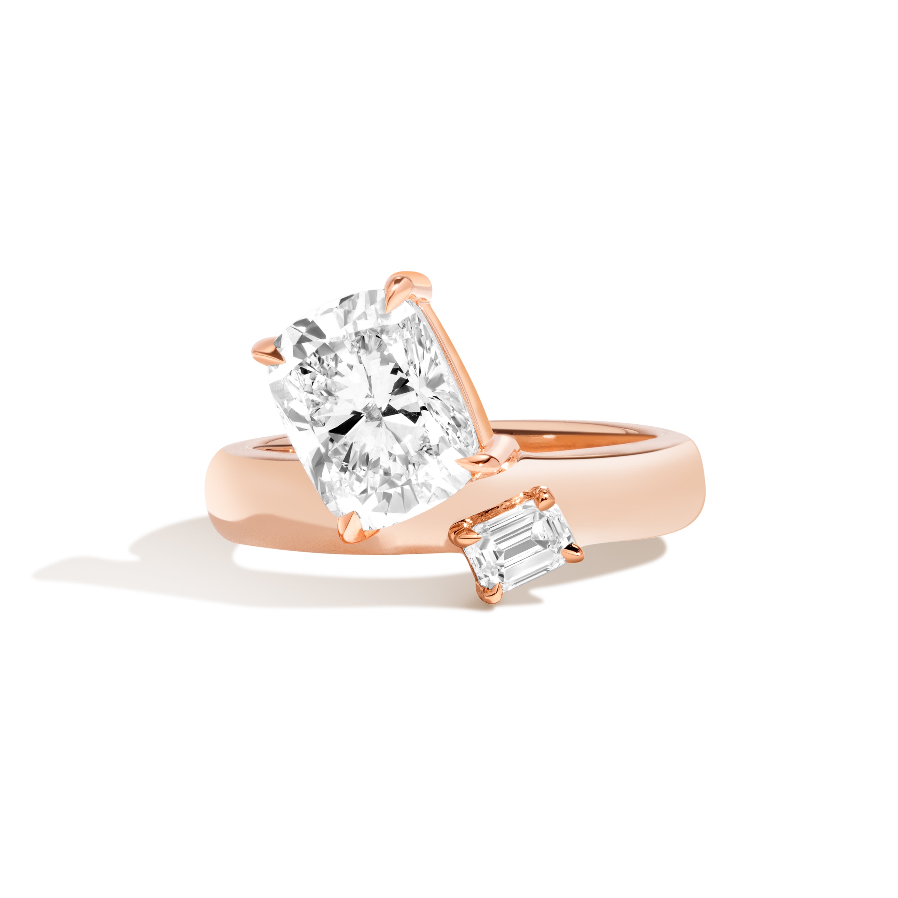 2-Stone Tilted Cushion-Cut Offset Ring – Shahla Karimi