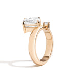 Shahla Karimi 2-Stone Tilted Cushion-Cut OffSet Ring (with Emerald) 14K Yellow Gold