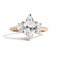 Shahla Karimi Jewelry 3-Stone Marquise + Half-Moon Ring in 14/18K Yellow Gold