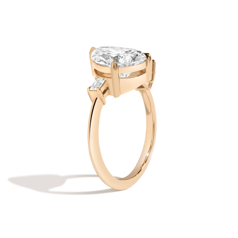 Shahla Karimi 4-Stone Pear Ring (with Long Baguette + Emerald + Asscher) 14K Yellow Gold