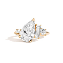 Shahla Karimi 4-Stone Pear Ring (with Long Baguette + Emerald + Asscher) 14K Yellow Gold