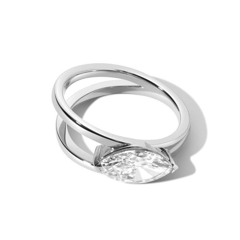 Shahla Karimi Jewelry Marquise V Ring in 14K White Gold or Platinum