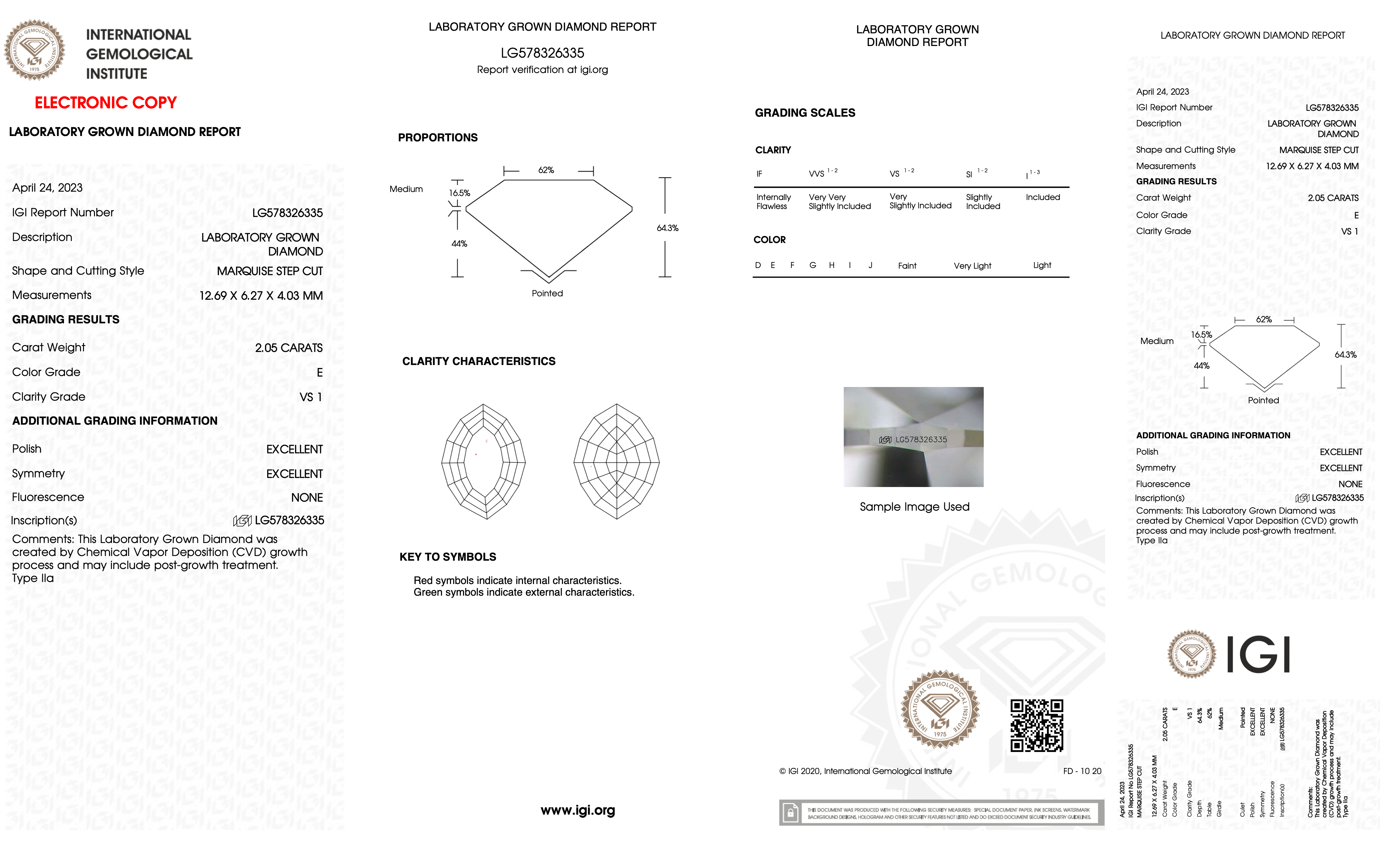 Diamond certification with IGI logo on white background