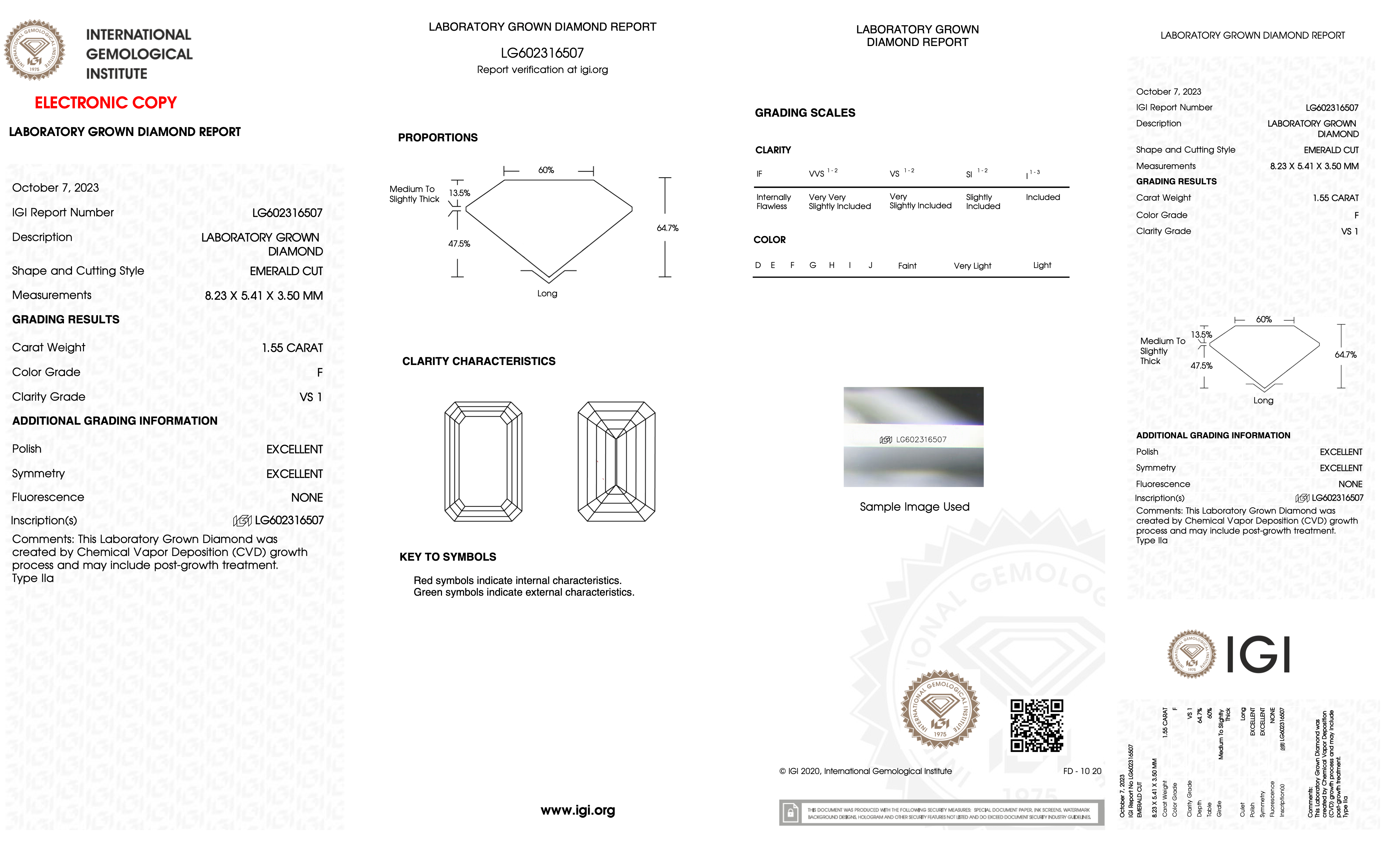 Diamond certification with IGI logo on white background