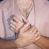 Shahla Karimi Aether X Shahla Emerald Wide Side Set Rivet Engagement Ring 14K Yellow Gold