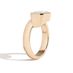 Shahla Karimi Aether X Shahla Emerald Wide Side Set Rivet Engagement Ring 14K Yellow Gold