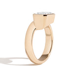 Shahla Karimi Aether X Shahla Emerald Wide Side Set Rivet Engagement Ring 14K Yellow Gold