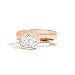 Oval Wide Side Set Rivet Engagement Ring by Shahla Karimi on white background