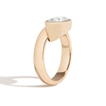 Oval Wide Side Set Rivet Engagement Ring by Shahla Karimi on white background