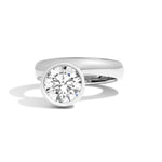 Round Wide Side Set Rivet Engagement Ring by Shahla Karimi on white background