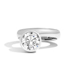 Round Wide Side Set Rivet Engagement Ring by Shahla Karimi on white background