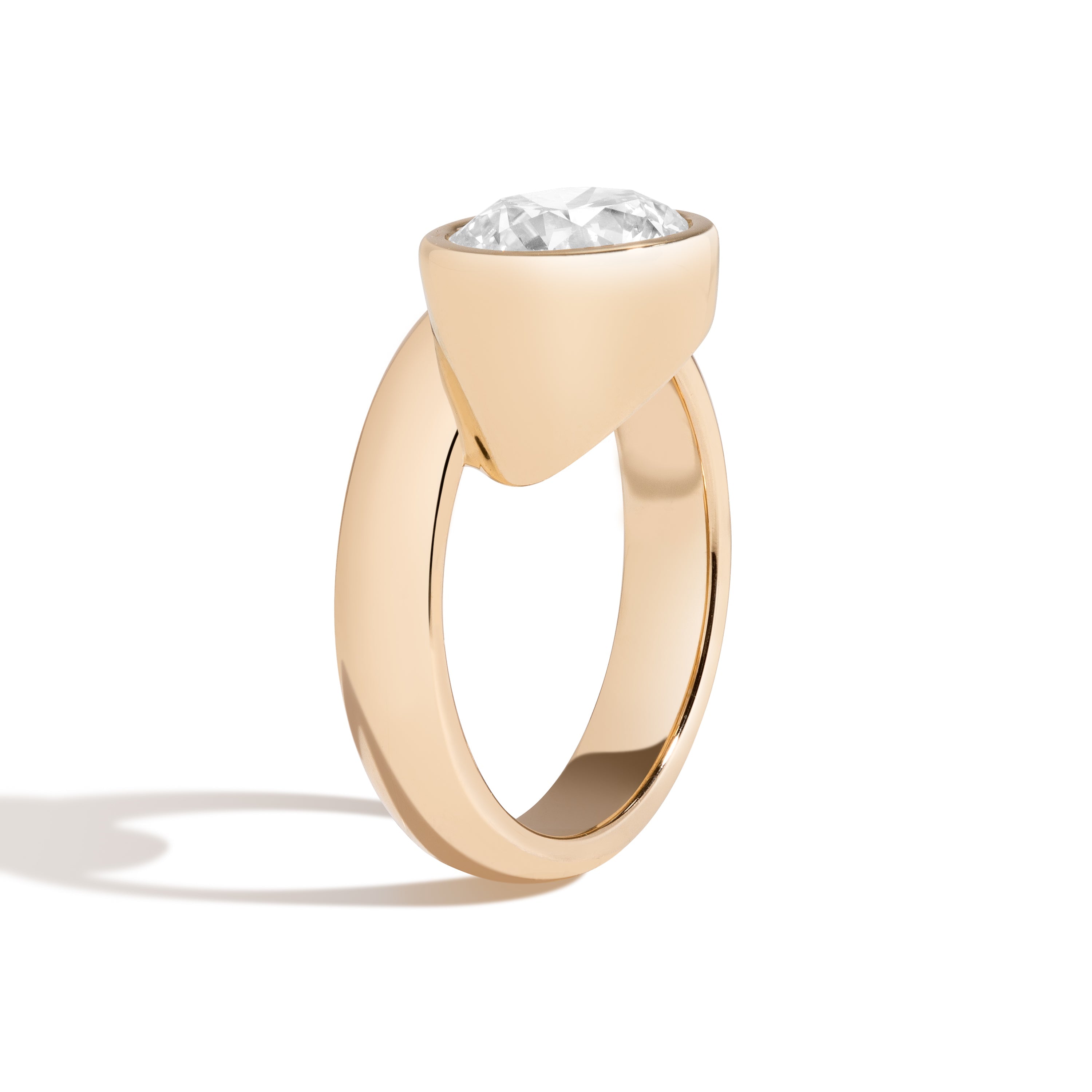 Round Wide Side Set Rivet Engagement Ring by Shahla Karimi on white background