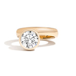 Round Wide Side Set Rivet Engagement Ring by Shahla Karimi on white background