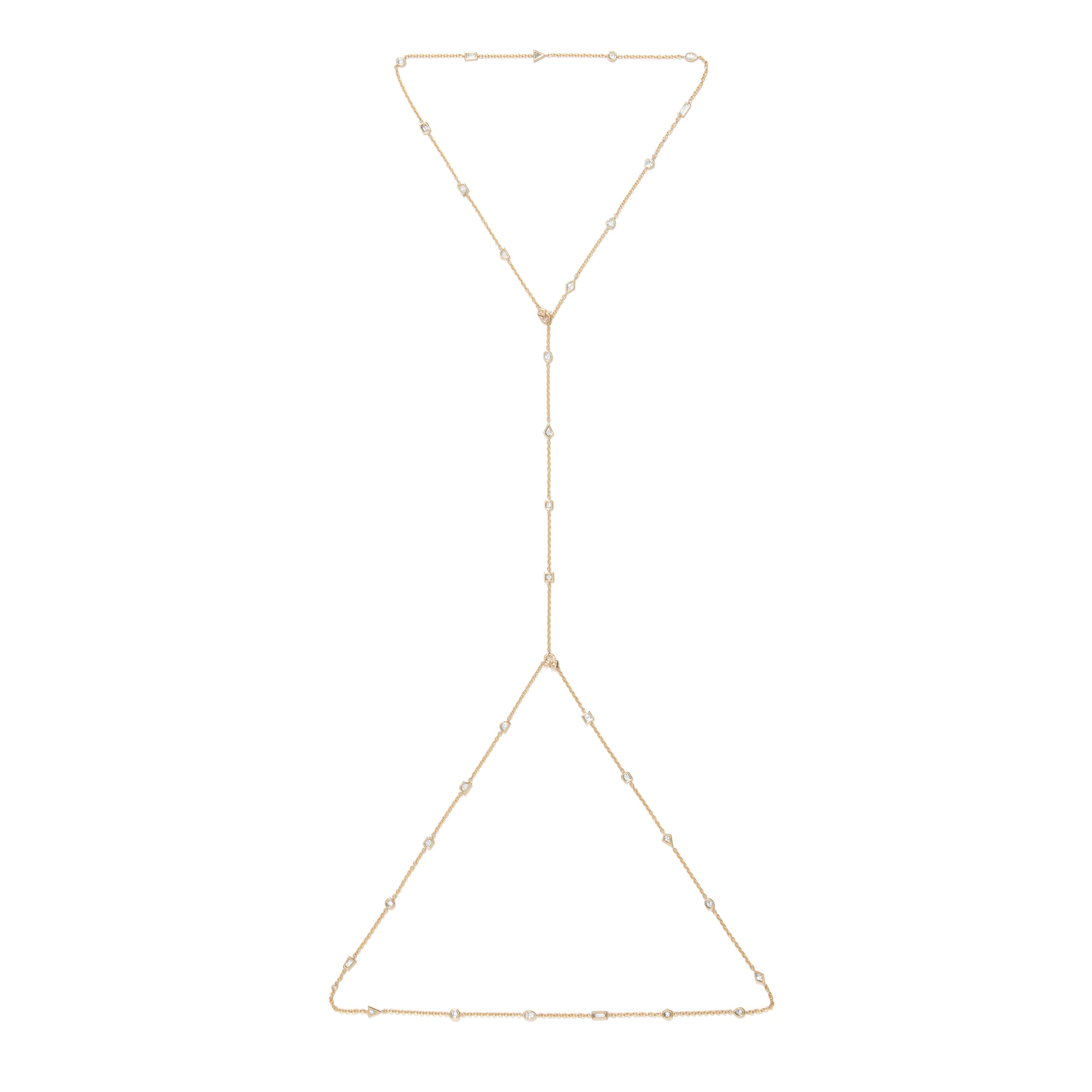 Azadi Puff-Set Convertible Body Chain by Shahla Karimi on white background