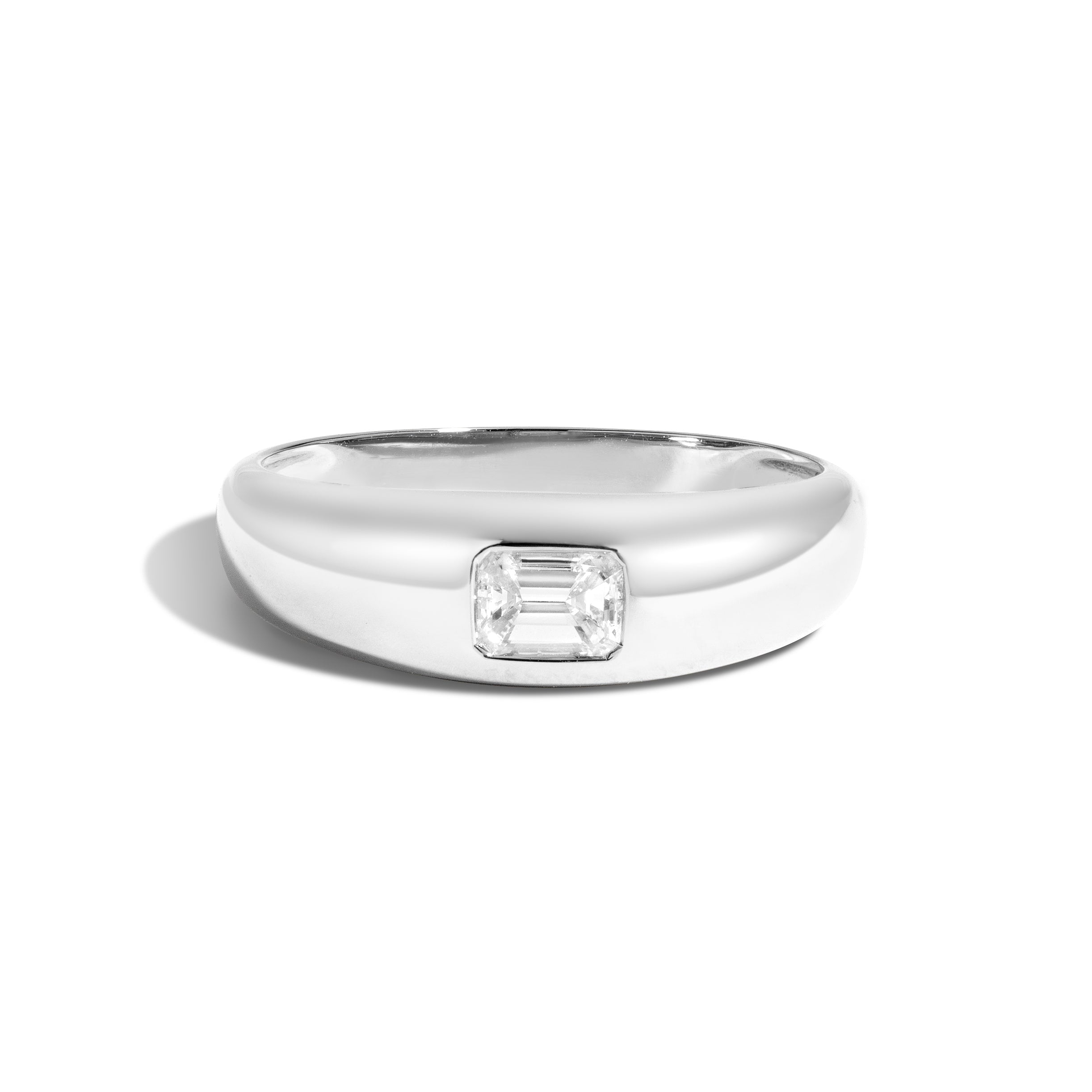 Shahla Karimi Bombe Ring with Emerald Cut 14K White Gold