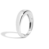 Shahla Karimi Bombe Ring with Emerald Cut 14K White Gold