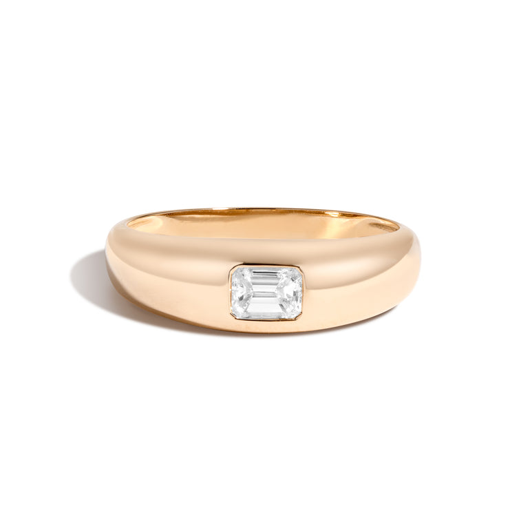Shahla Karimi Bombe Ring with Emerald Cut 14K Yellow Gold