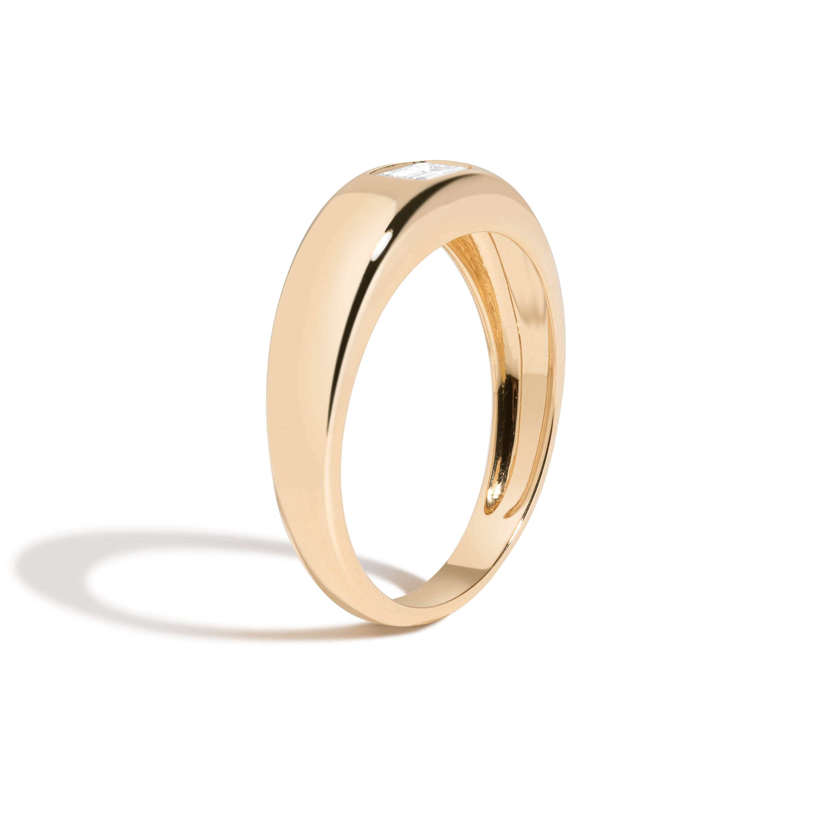 Shahla Karimi Bombe Ring with Emerald Cut 14K Yellow Gold