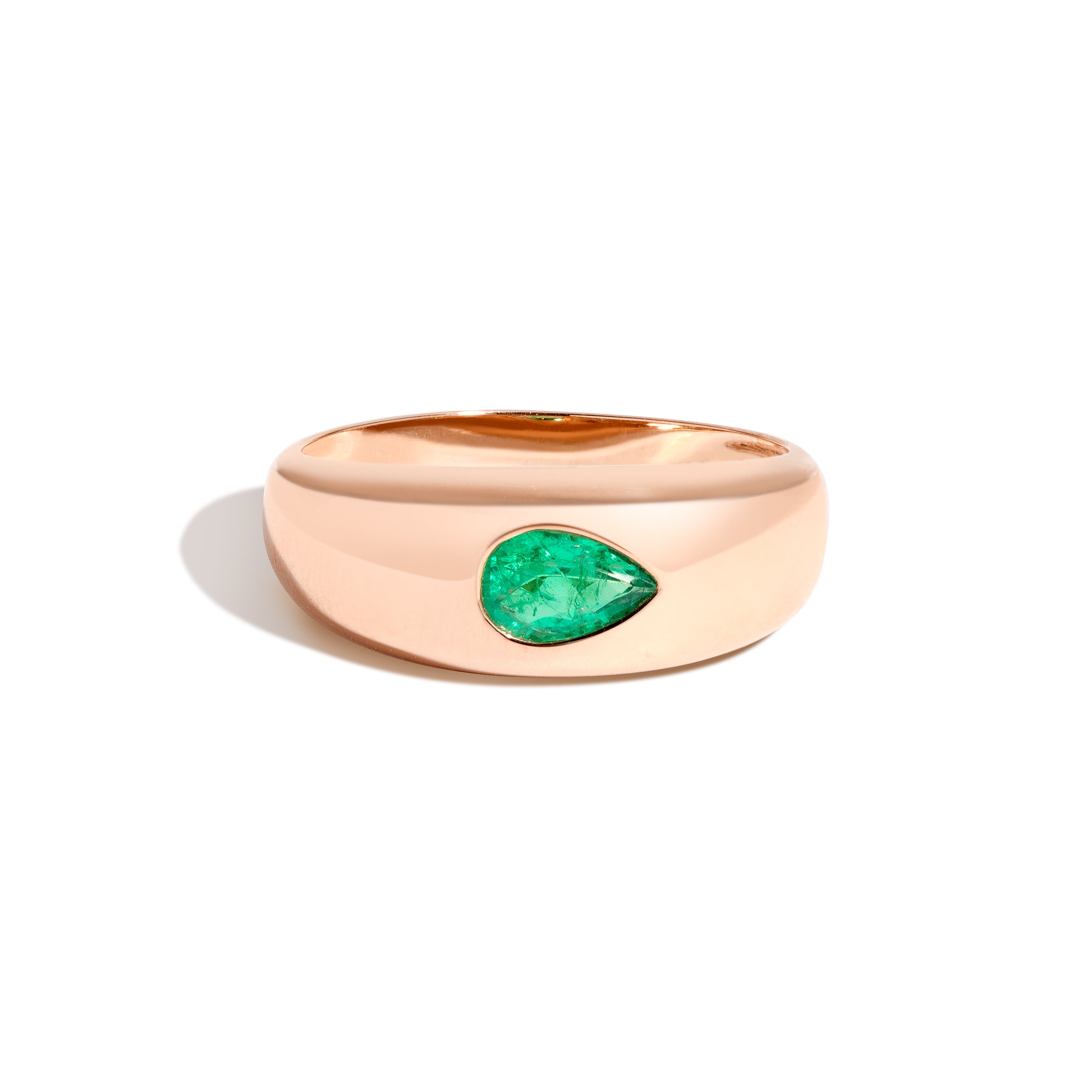 Shahla Karimi Bombe Ring With Pear Emerald 14K Rose Gold
