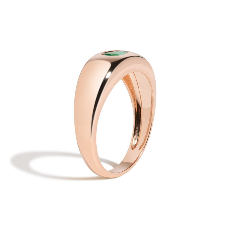 Shahla Karimi Bombe Ring With Pear Emerald 14K Rose Gold
