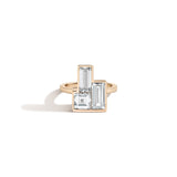Carre & Baguettes Jenga Ring by Shahla Karimi on white background