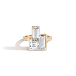 Carre & Baguettes Jenga Ring by Shahla Karimi on white background