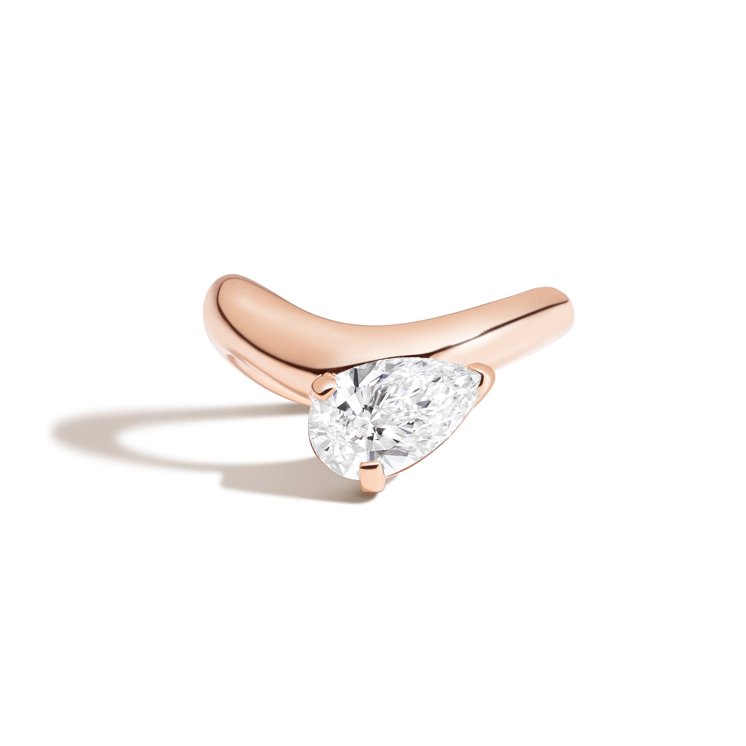 Shahla Karimi Cloud Collection Offset Pear Ring 14K Rose Gold