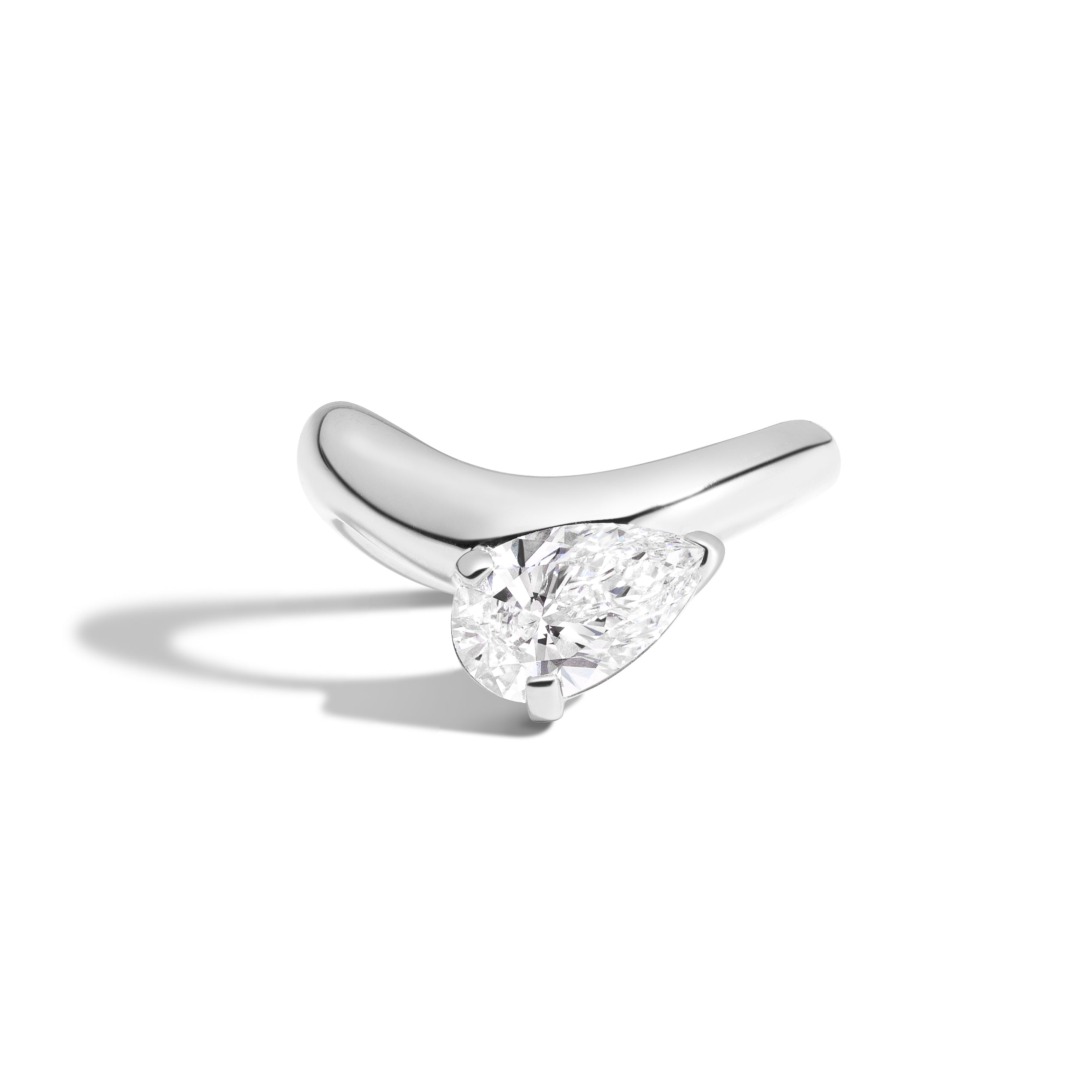 Shahla Karimi Cloud Collection Offset Pear Ring 14K White Gold